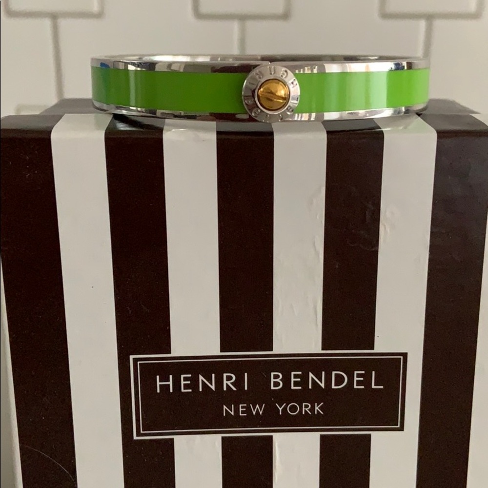 Henri Bendel Green and Silver Enamel Bracelet